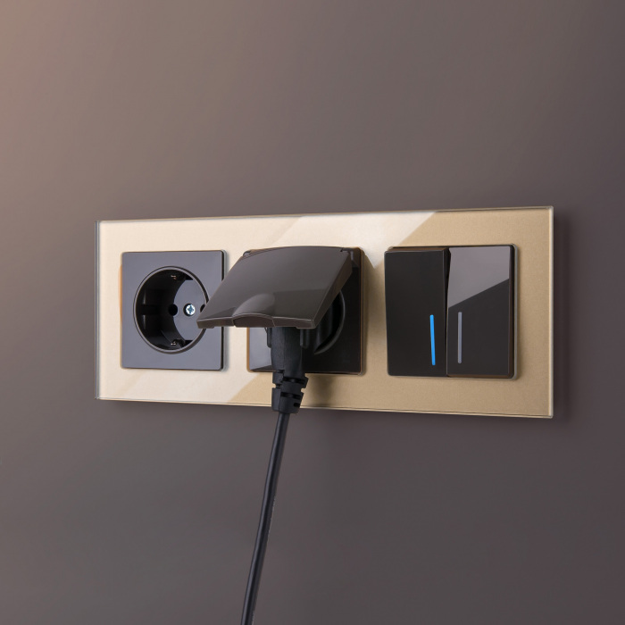 Выключатель Встраиваемые механизмы серо-коричневые WL07-SW-2G-LED — изображение 3