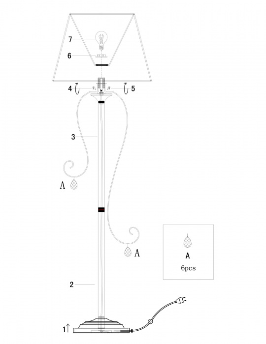 Торшер Simone FR2020-FL-01-CH — изображение 2